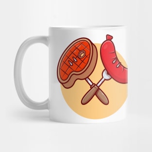 Roast Beef And Sausage Cartoon Vector Icon Illustration Mug